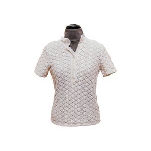 Tory Burch White Lace Polo Shirt XS Belle OUAT